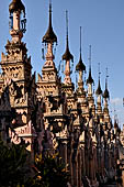 Rows of stupas in the Kakku (Kekku) Pagoda complex. The complex was kept hidden from the rest of the world until 2002 when it was opened to foreigners. Shan State, Burma (Myanmar). 